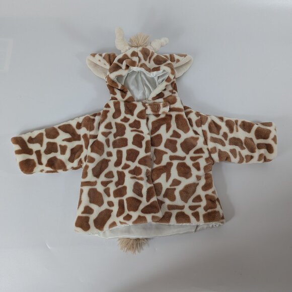 Bearington Baby Collection Faux Fur Giraffe Hooded Sweater Coat 6-12M - Picture 1 of 5